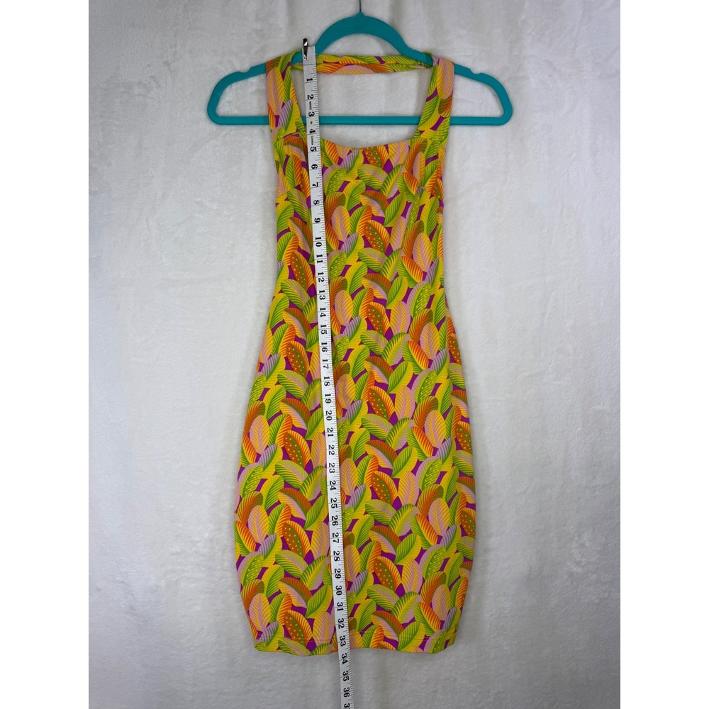 Manuel Canovas Mini Dress Womens 6 Multicolor Tropical Print Halter Backless - Picture 2 of 6